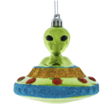Shatterproof Green Alien UFO Ornament